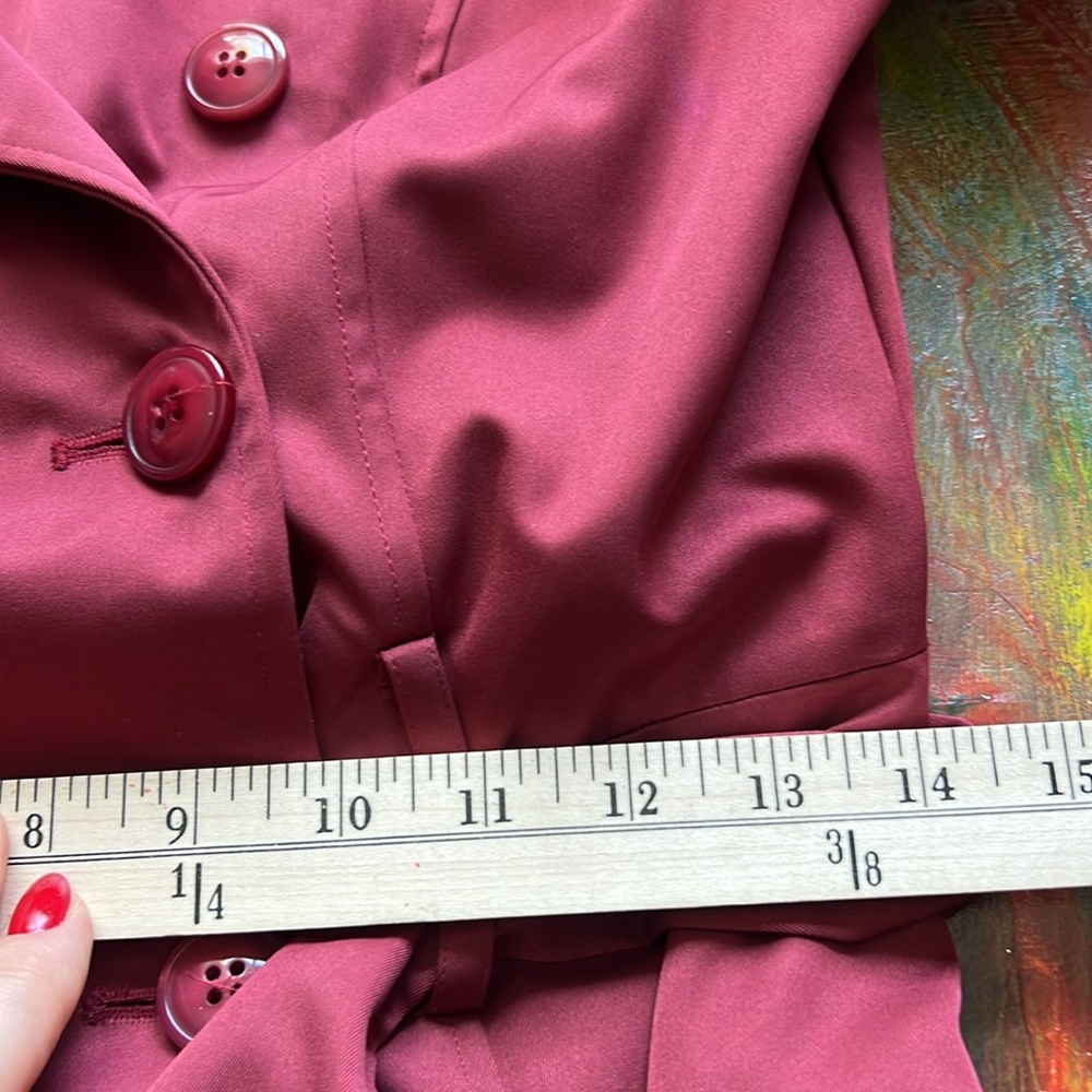 40th Retro style BurgundyDouble-Breasted Trench Coat ~ Collectif Vintage London - Picture 16 of 17